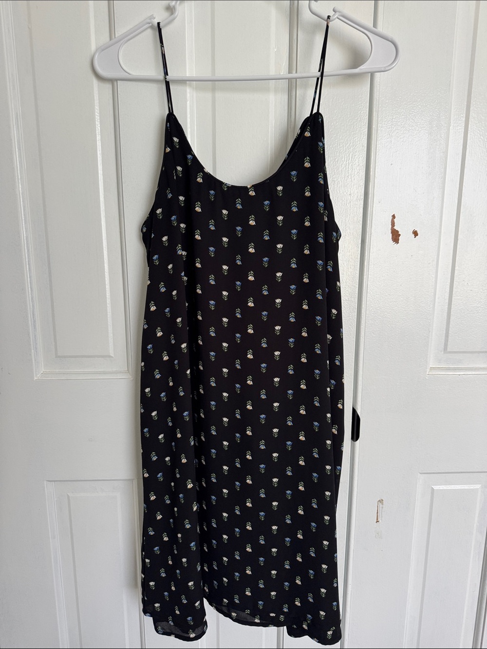 Black Floral Slip Dress with Spaghetti Straps